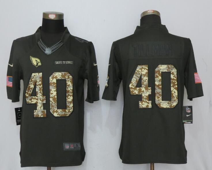 2017 Men Arizona Cardinals #40 Tillman Anthracite Salute To Service Green New Nike Limited NFL Jersey